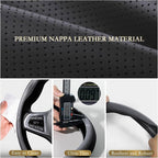 Car Steering Wheel Cover, Ultra-Thin Car Steering Wheel Cover,Comfortable & Breathable Microfiber,Universal Fit for Most Cars, Nappa Black