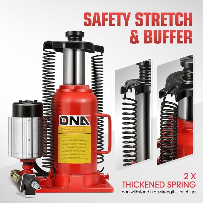 20 Ton Air Hydraulic Bottle Jack Air-Operated Hydraulic Bottle Jack Portable Low Profile Manual Jack Air Jack for Car Pickup Truck RV Auto Repair w/Handle, TOOLS-00769