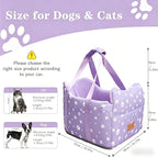 Center Console Dog Car Seat for Medium Dogs - Portable Dogs Armrest Booster Seat, Anti-Collapse Pet Car Seat with Soft Cushion Safety Belt, Support Pet Up to 21lbs (Purple)