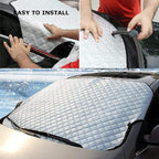 Car Windshield Cover, Heavy Duty Thick Protective Windscreen Cover - Snow Ice Frost Sun UV Dust Water Resistent - Pefect Fit for Cars SUVs All Years Summer/Winter