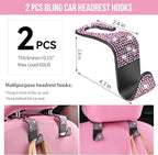 11 PCS Bling Diamond Car Accessories Set for Women, Sparkly Rhinestone Steering Wheel Cover, Bling Seat Belt Cushion, Shift Knob Cover, Push Start Button Ring, Cup Holder Coaster, Black Pink