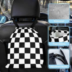 Black White Chessboard Car Trash Bag - Waterproof Car Trash Bag Hanging Leakproof Car Garbage Bag - Washable Reusable Trash Bag For Car Interior Hanging Organizer Storage Vehicle Travelling Camping
