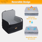 Waterproof Dog Car Seat for Small Medium Dogs, 5in Memory Foam Pet Booster Seat for Dogs up to 35 lbs with Pockets, Detachable Washable Pet Carseat with Y-Shape Safety Belt (Gray, Medium)