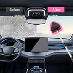 10pcs Windshield Cleaning Tool Inside Car Window Cleaner Wash Kit with 4 Reusable Microfiber Pads 1 Spray Bottle and Extendable Handle Interior Auto Glass Wiper Kit, Pink