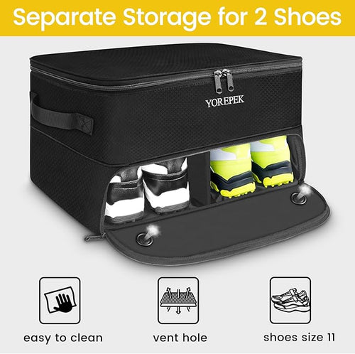 2 Layer Golf Trunk Organizer, Golf Gifts for Men with Separate Ventilated Compartment for 2 Pair Shoes, Waterproof Car Trunk Locker for Balls, Tees, Clothes, Gloves, Gifts for Golfers