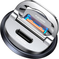 125W USB C Car Charger, [Mini & Metal] USB C Car Charger Adapter Fast Charging PD65W & QC60W Dual Port Type C Cigarette Lighter USB Charger for iPhone 16 15 Pro Max S25 MacBook-Silver Gray