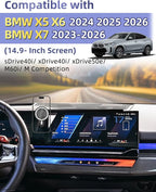 PZK Car Phone Mount for BMW X5 X6 2024-2026 & BMW X7 2023-2026 Accessories | Magnetic 15W Fast Wireless Charger Car Phone Holder Custom 14.9-inch Screen 360° Rotation with Storage Box Not Block Vent