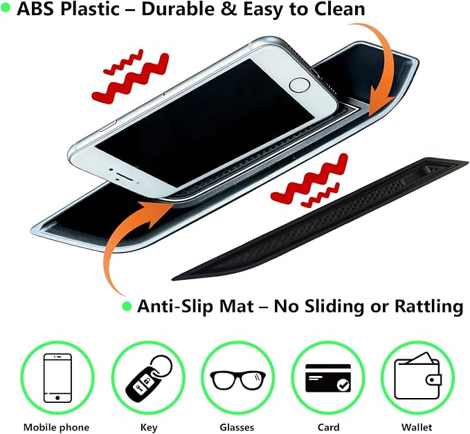 4PCS Door Pockets for Ford Bronco 4-Door 2021-2026, ABS Handle Storage Box | with Anti-Slip Mat, Black, Not for Sport or 2-Door, Tool-Free Install, Fits Ford Bronco 4-Door 2021 2022 2023 2024 2025 2026