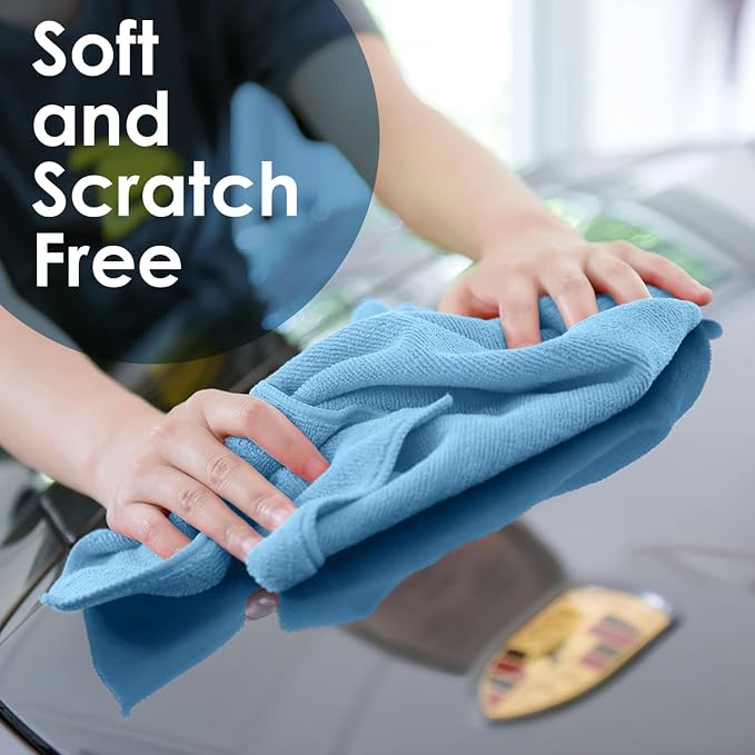 Microfiber Cleaning Cloths (Value Pack of 48) - Size 16 x 16 Inches, Highly Absorbent Cleaning Rags, Lint Free, Reusable and Washable, Microfiber Towels for Cars