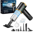 Cordless Car Vacuum Cleaner: Handheld Vacuum with 16000Pa Strong Suction, 𝐁𝐫𝐮𝐬𝐡𝐥𝐞𝐬𝐬 𝐌𝐨𝐭𝐨𝐫 & HEPA Filter, 7-in-1 Cleaning Kit, Type-C Charging for Home Office Car - Black