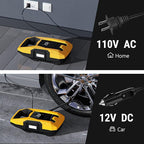 AC/DC Tire Inflator Portable Air Compressor, Dual Power for Home 110V AC and Car 12V DC Air Pump with Pressure Gauge, Auto Shutoff, Tire Pump for Car Motorcycle Bicycle and Other Inflatables