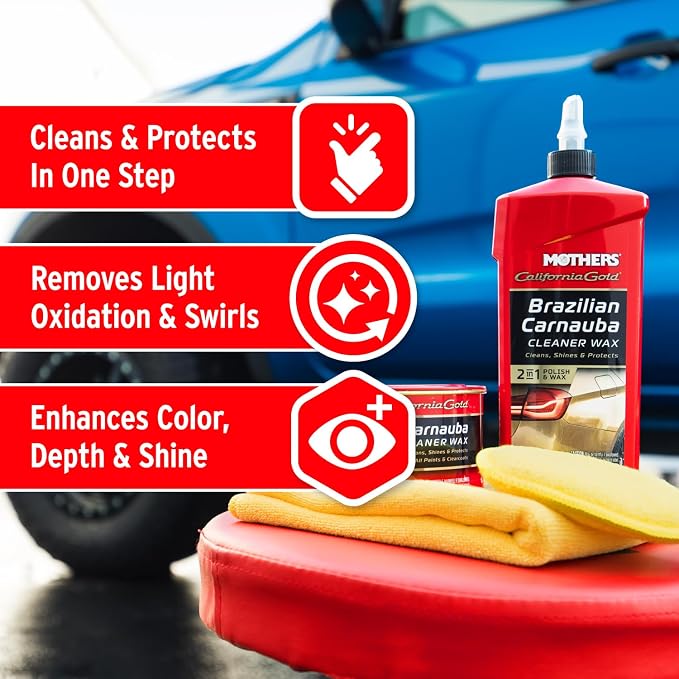 California Gold Brazilian Carnauba Cleaner Wax, 1 Gallon (05702) | Cleans & Waxes in One Step, Removes Oxidation & Swirls, Premium Carnauba Shine & Protection for All Paint Finishes