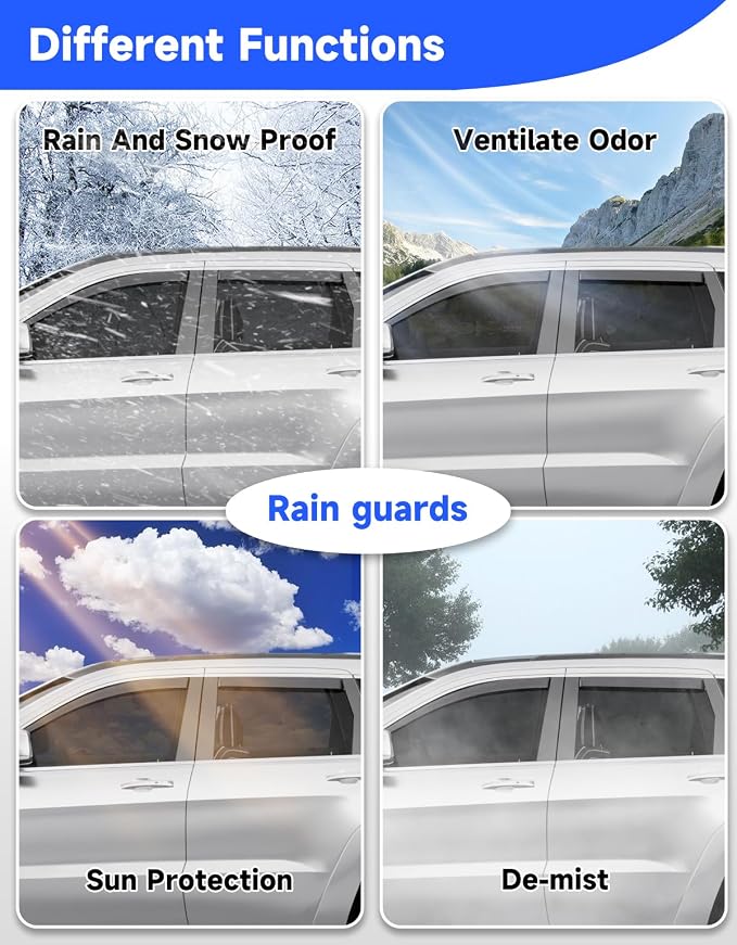 in-Channel Window Rain Guards Fit for Jeep Grand Cherokee 2011 2012 2013 2014 2015 2016 2017 2018 2019 2020, Visors Vent Visors Window Deflector Vent Shades Car Accessories -4 pcs