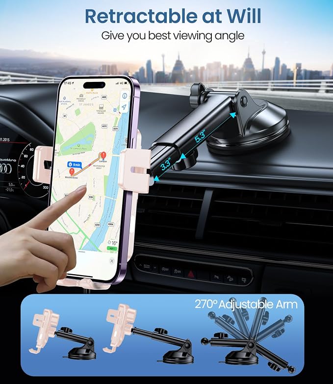 Wireless Car Charger, 15W Fast Charging Auto-Clamping Car Mount Hands-Free Car Charger Mount for Dash Windshield Air Vent Compatible with iPhone 16 15/14/13/12, Samsung S23/S22/S21 Pink