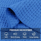 Waffle Weave Microfiber Towel, 10 Pack Lint Free Cleaning Rags, 12 x 12 Inches Barista Towels, Reusable Microfiber Cleaning Cloth for Household, Kitchen, Glass and Window, Blue
