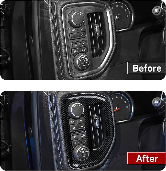 Car Dashboard Side Air Vent AC Outlet Trim ABS Carbon Fiber Interior Decal Cover for 2019-2025 Chevy Silverado/GMC Sierra 1500 | for 2020-2025 Silverado/Sierra 2500 3500 HD Accessories (Style B)