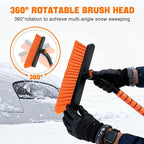 Snow Brush and Ice Scrapers for Car Windshield, Detachable Snow Remover for Cars EVA Foam Grip and Rotatable Brush Head Snow Scraper for Car Trucks SUV, Winter Cars Accessories (Orange)
