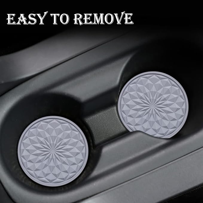 2 Pack Silicone Car Cup Holder Coaster – 2.75 Inch Non-Slip Drink Mat, Universal Fit for Most Vehicles – Cute & Functional Auto Accessories (Gray)