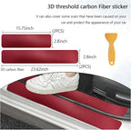 4 PCS Car Door Sill Protector, 3D Carbon Fiber Auto Door Entry Edge Guard Protection Trim, Anti-Scratch Threshold Cover Strips, Sill Protection Sticker for Car SUV Truck (Red)