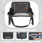 MENZOKЕ Kids Travel Tray, Road Trip Activities for Kids Toddlers | Toddler Car Activities with No-Drop iPad Holder Stand, Roadtrip Essentials with Dry Erase Board & Cooler Cup Holder, Black