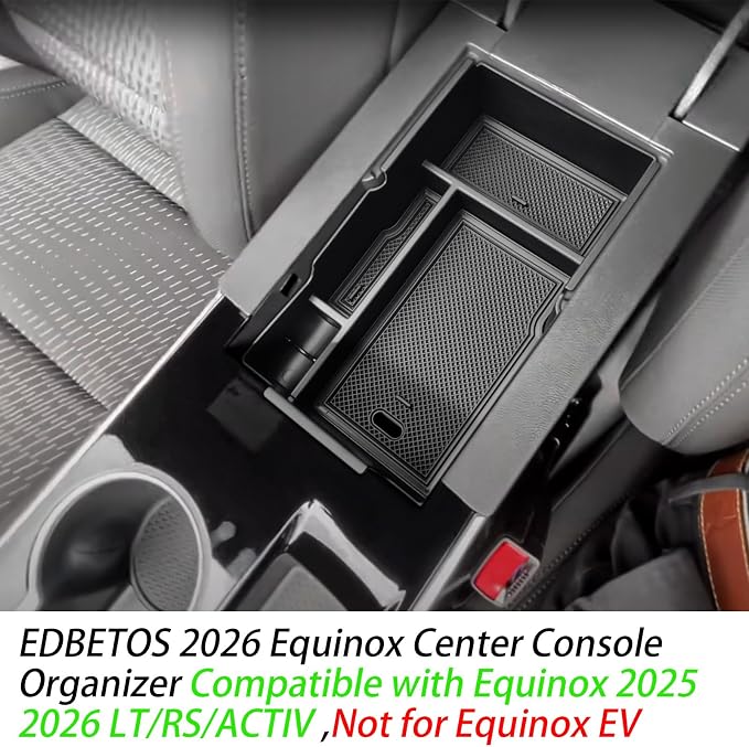 2026 Equinox Center Console Organizer Compatible with Chevy Equinox 2025 2026 LT/RS/ACTIV Armrest Storage Box Interior Pallet Insert Tray Secondary Accessories, Middle Console Tray, Not for EV