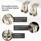 CoBak Purse Hook for Car - Universal Premium Stitched Leather and Aluminum-Magnesium Alloy Double Car Seat Back Storage Hook for Purses, Handbags, Bags (2 Pack),Antique Floralia