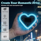 Upgrade Car Light LED Ambient Lights Heart Solar Lights Solar-Powered Heart-Shaped Neon Lights for Car Window Decorative 5 Modes Interior Outdoor Decor (Ice Blue)