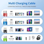 Cruise Essentials 2026 4 in 1 Multi Charging Cable [3Pack 5FT], Tangle Free USB C Car Charger Cable, Nylon Braided Charging Cords for Multiple Devices, Travel Essentials Car Accessories
