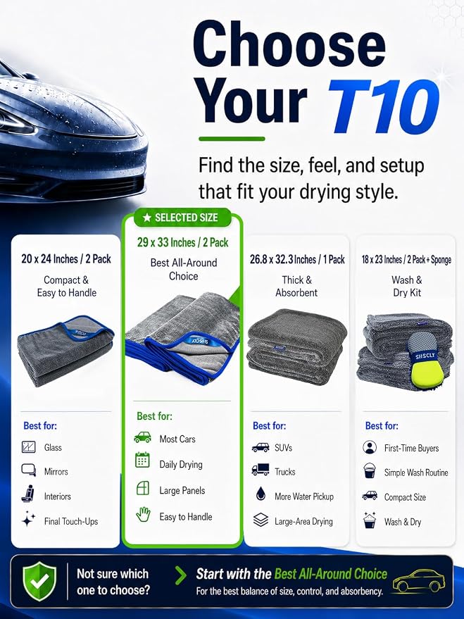 2-Pack Twist Pile Microfiber Towels for Cars XL Gray 29 x 33 in | Auto Detailing, Paint Safe, Ultra Absorbent, Lint-Free, Cars, SUVs & Trucks