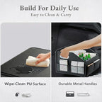 Car Storage Organizer Car Caddy Compact PU Leather Multipurpose Bin for Trunk, Front Seat, Back Seat & Car Floor