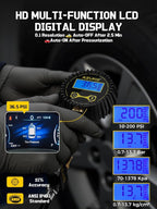 Digital Tire Inflator with Pressure Gauge, 200 PSI Heavy Duty Air Compressor Accessories, with 14'' Steel-Braided Hose Lock on Air Chuck and Quick Connect Coupler