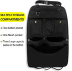 Black Car Seat Back Organizer with Multiple Pockets and Hooks