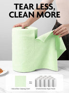 Microfiber Cleaning Cloth Roll- 75 Sheets, 12" x 12" (Green) | Super Absorbent, Lint-free, Tear-away Microfiber Towel Roll, for All-Purpose Cleaning, Reusable Alternative to Paper Towels