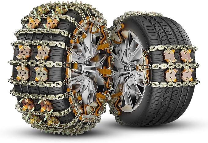 Tire Chains for Car/SUV/Pickup Truks, Adjustable Universal Emergency Snow Chains for Tire, 8.7-11.1 inch, 8 Pcs