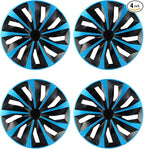 Hubcaps,15 inch hubcaps Set of 4, Wheel Rim Cover ABS Material, Snap On Car Truck SUV Replacement, for Toyota Camry Nissan Mazda etc, Black & Blue