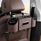 Back Seat Car Organizer,4 in 1 Multifunctional Car Back Seat Storage Box with Drink Cup Holder Tissue Box, for Hold Phone,Snacks, Drinks, Handbag