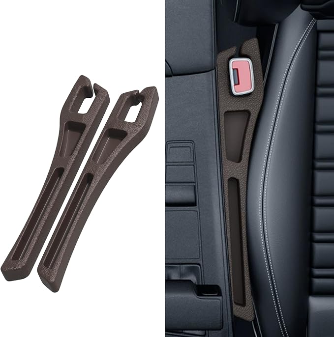2PCS Car Seat Gap Filler Organizer,Multifunctional Car Gap Filler Organizer Storages Function ,Universal Console Catcher Between Seats Cars Interior Accessories (Brown)