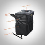 Car Trash Can & Organizer, 2.63 Gallon Waterproof Covered Garbage Bin, 3 Mesh Pockets, Collapsible for Easy Storage, Adjustable Strap & Hook for Backseat Hanging, 9.5” L x 6.25” D x 10.25” H