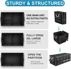 92L Large Collapsible Trunk SUV Organizer with Cover | 1680D Oxford Car Cargo Storage with Dividers, 4 Mesh Pockets, Reflective Strip, and Waterproof bag for Groceries and Wet Gear