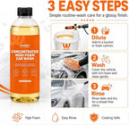 High Foam Car Wash Soap, pH Neutral Car Shampoo for Foam Cannon, Gun or Bucket Wash, Concentrated Car Soap Safe for Wax, Sealant, Ceramic Coating and Clear Coat, Gloss Finish Formula