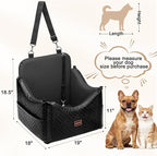 Dog Car Seats for Small Medium Dogs Under 35lbs, Waterproof PU Leather Dog Booster Seat with Detachable Cover, Thickened Memory Foam Pet Car Seat with Safety Belt and Storage Pockets