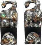 Bling Car Seat Headrest Hooks, 2PCS Leopard Print Backseat Storage Hanger Hooks for Women, Automotive Interior Rear Headrest Decoration Organizers, Universal for Vehicles (Coffee)