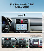 Car Radio Stereo for Honda CR-V 06-11, Wireless CarPlay & Android Auto | 9-inch IPS touchscreen, 64G storage, 5G WiFi GPS, Bluetooth FM AM SWC, plug-and-play, HD backup camera