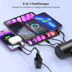 Multi Car Retractable Backseat 4 in 1 Car Charging Station Box Compatible with All Phones | iPhone | Samsung | Uber Taxi Lyft Turo Ride Share Customer Charging Dock Attach to Headrest