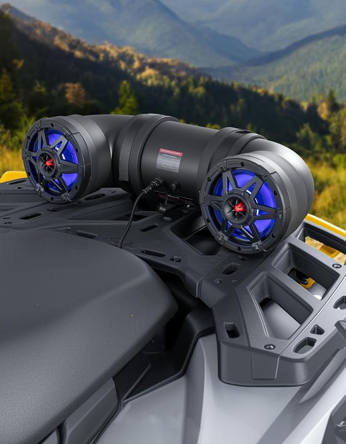 ATV Speaker 6.5 Inch Bluetooth-connectivity ATV UTV Sound Bar w/ 20 RGB Light Modes, 2X Full Range Speakers 2X Tweeters Boat Sound System Compatible with Polaris Sportman Fourtrax Can Am