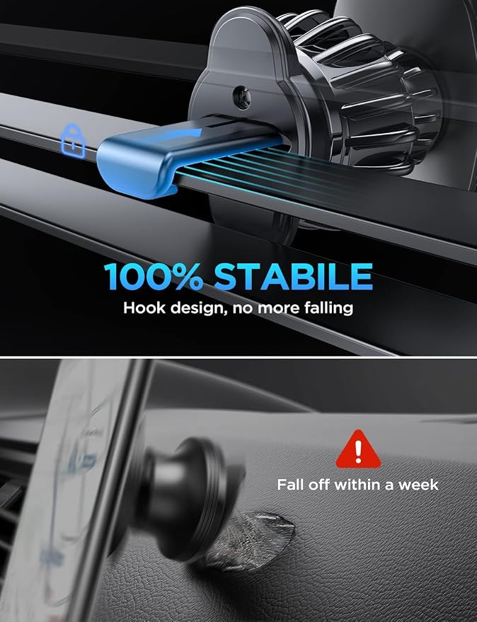 2 Pack Magnetic Phone Holder for Your Car - 6 Military Magnets Vent Cell Phone Mount (Silver)