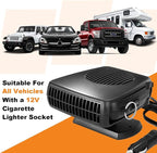 Portable Car Heaters for Vehicle,12V Car Heater that Plugs into Cigarette Lighter,360° Rotatable Windshield Defroster 200W Fast Heating in 60s Portable Heater for Car,RV,SUV