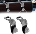2 Pack Car Hooks, Bling Rhinestones Crystal Hooks, Auto Seat Back Organizers, Car Decorations Backseat Hanger, Car Seat Hooks Perfect for Holding Handbags, Clothes, Purses and Water Bottles