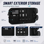 MOLLE Car Sun Visor Organizer with Semi-Rigid Panel, Zipper Storage Pouch & Glasses Holder, Adjustable Straps for Police Gear, Overland Accessories, Fits Trucks, SUVs, Jeeps,Pickups