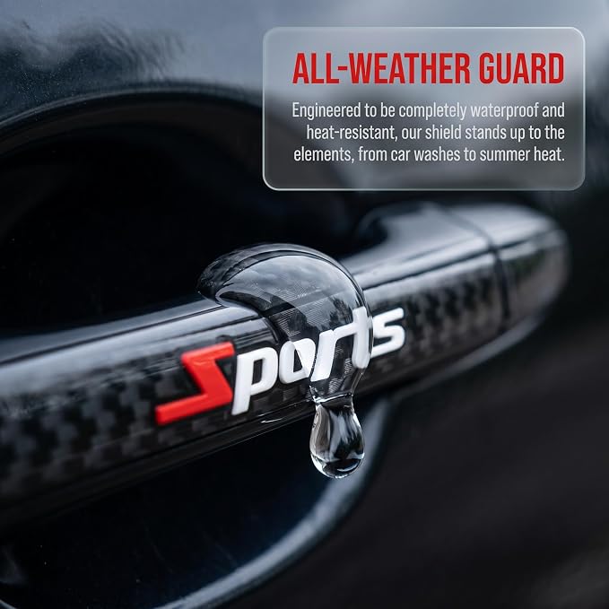 8PCS Car Door Handle Scratch Protector, 3D Carbon Fiber Pattern Anti Scratch Paint Protection Film, Sports Self-Adhesive Door Edge Sticker Universal for Car SUV Truck (Black)